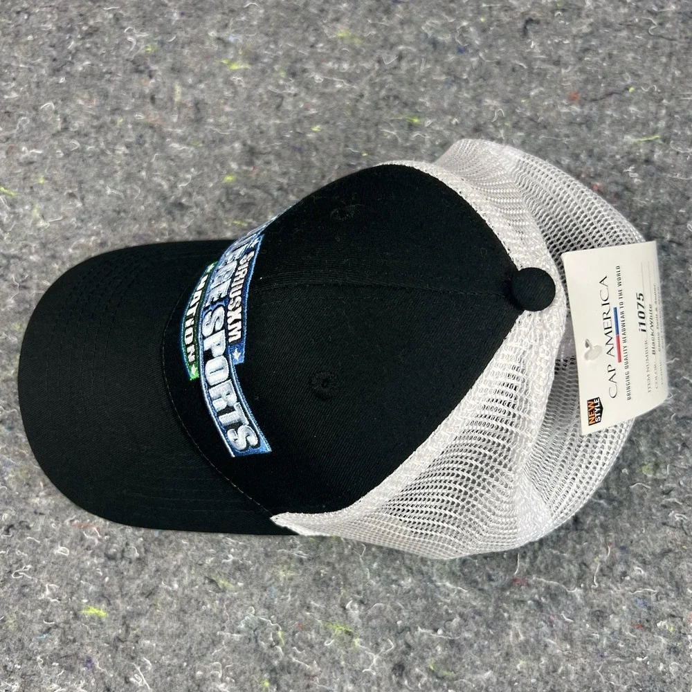 SiriusXM College Sports Nation Fitted Hat S/M or L/XL White Mesh Cap